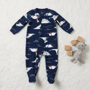 Carter's Unisex Blue Dinosaur Fleece Footie Pyjamas 18 Months‎